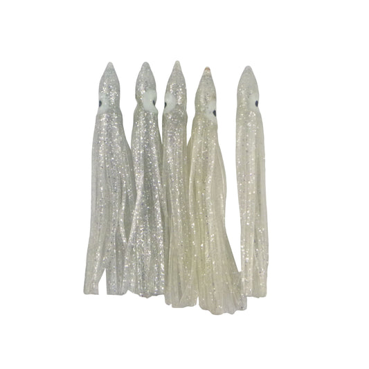 Swimerz Octopus Skirts 100mm Silver Glitter, 5 pack-0