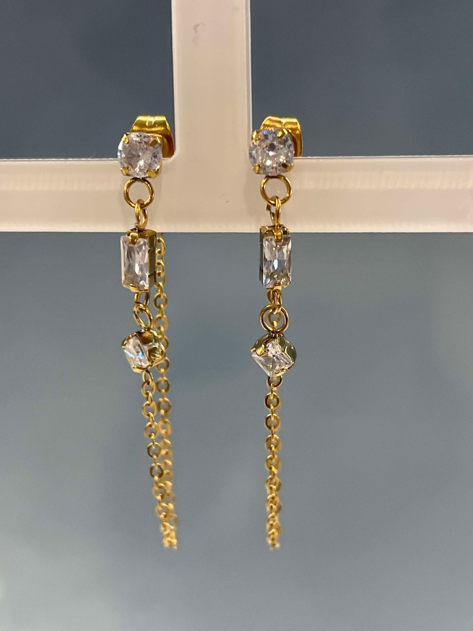 Single chain bling earring – Tarnish Proof Jewellery-1