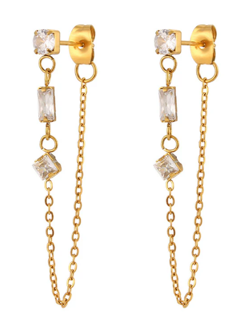 Single chain bling earring – Tarnish Proof Jewellery-0