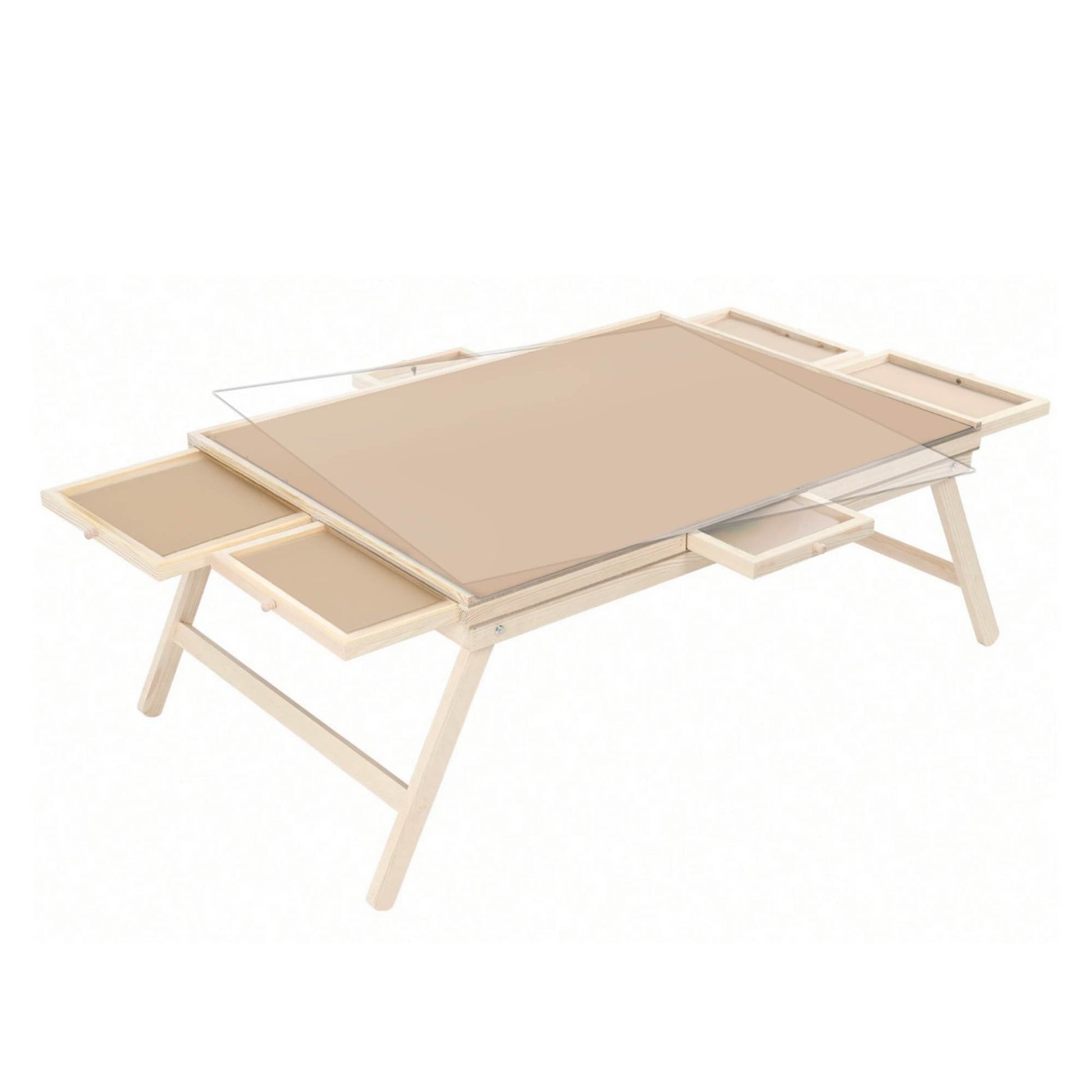 Social Hike 1500pcs Puzzle Board Table 6 Drawer with Cover - Wooden Folding Legs-1