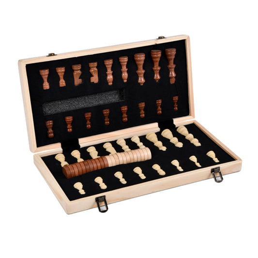 Social Hike 2 in 1 Magnetic Wooden Chess and Checkers Set - Portable Game Board-0