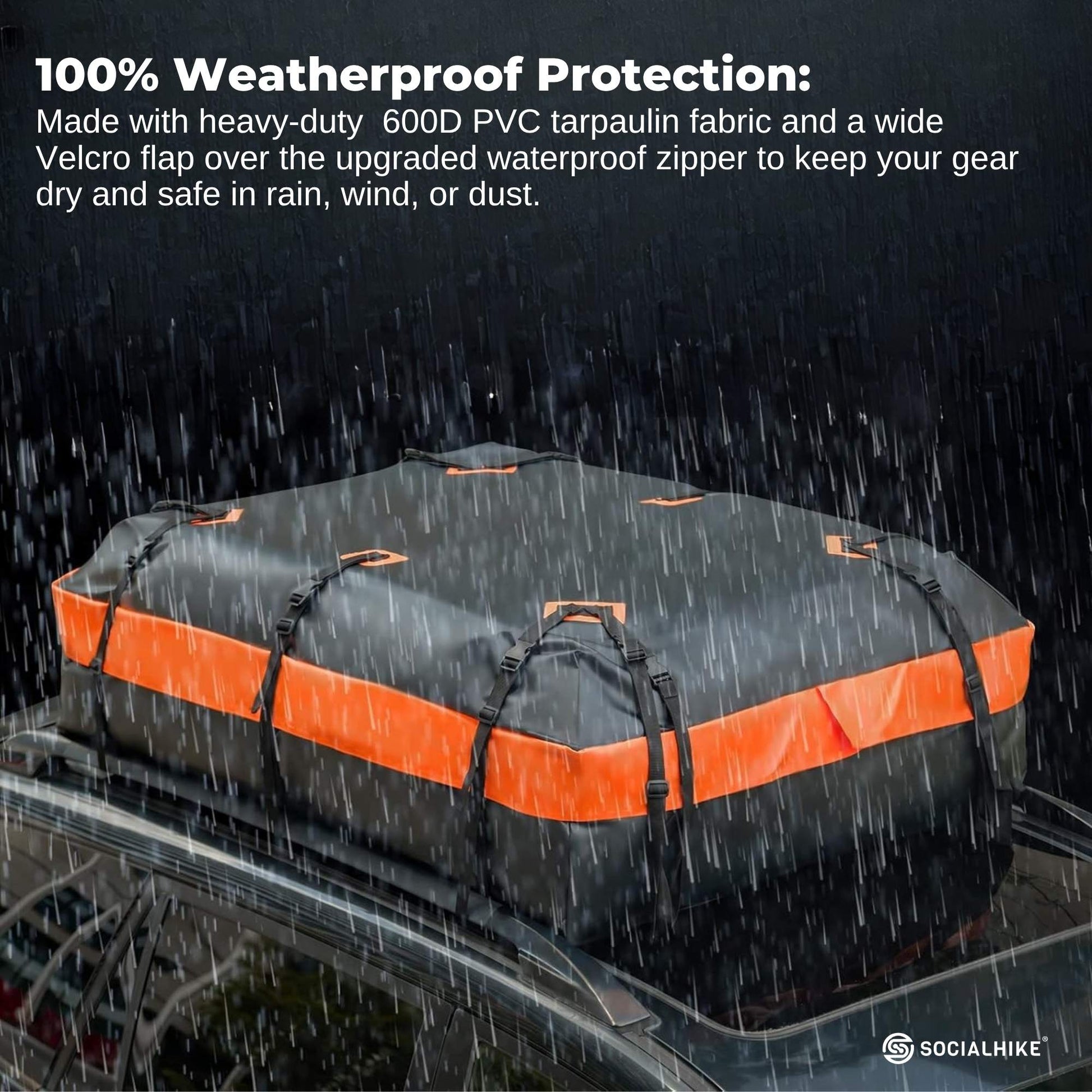 Social Hike 428L Car Rooftop Storage Carrier - Soft-Shell Waterproof Roof Bag-3