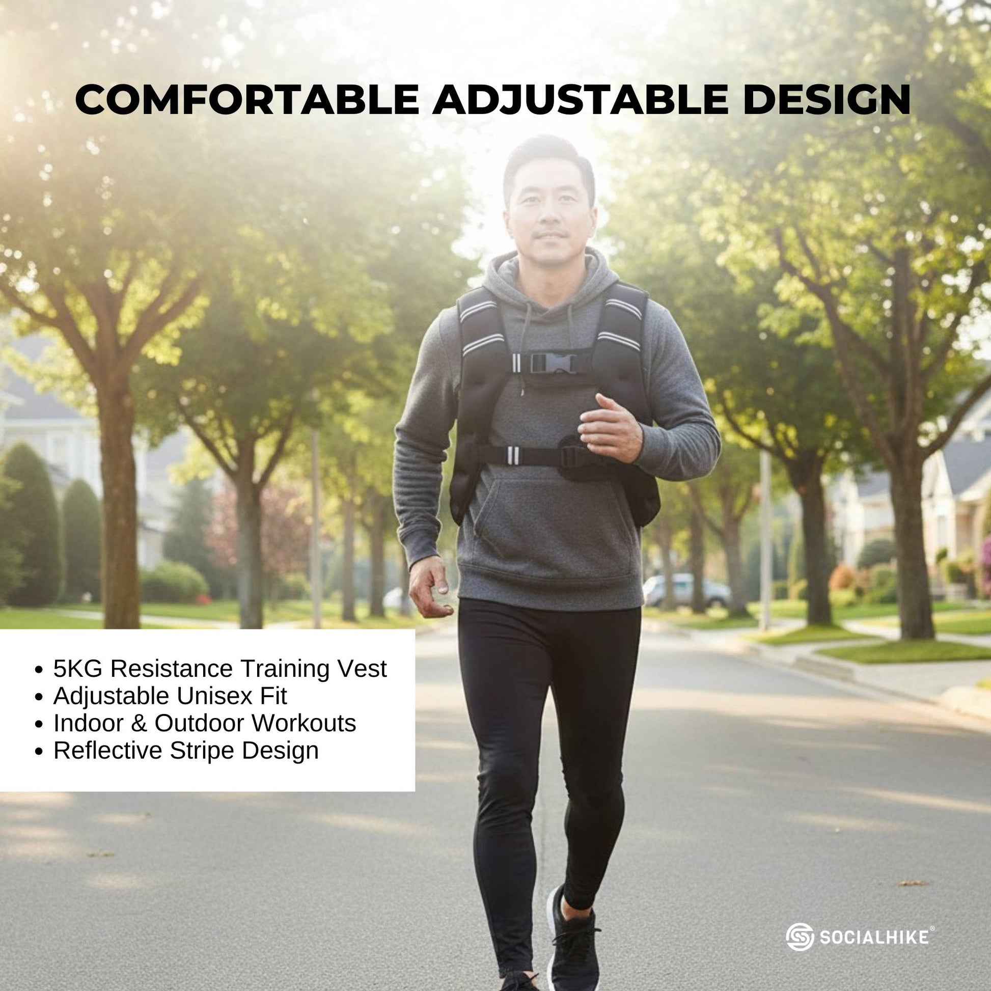 Social Hike 5Kg Weighted Vest Adjustable Fit Men Women Running Walking Training-2