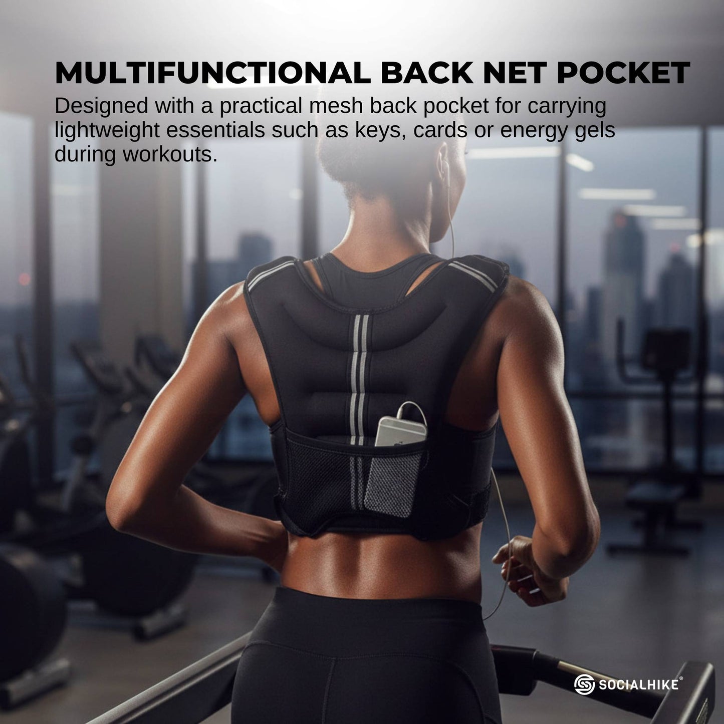 Social Hike 5Kg Weighted Vest Adjustable Fit Men Women Running Walking Training-3