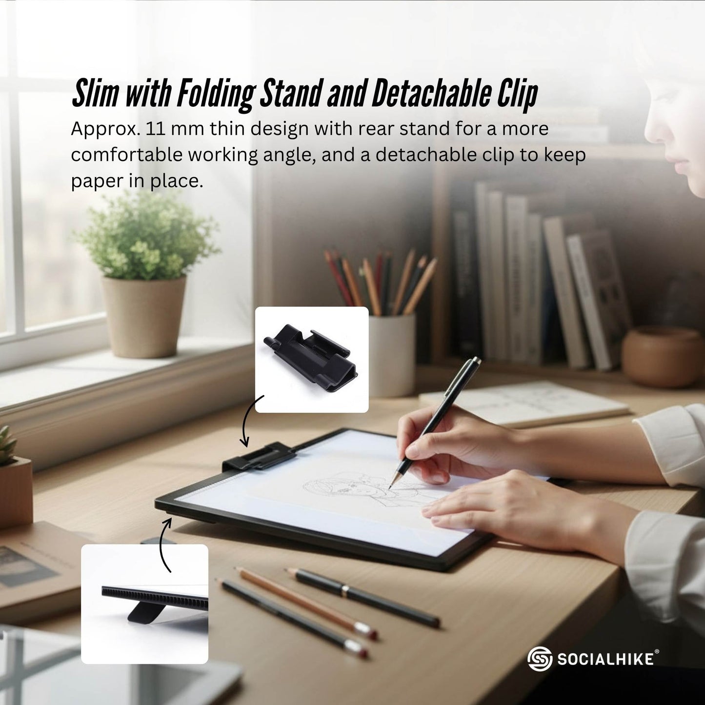 Social Hike A3 LED Light Pad Tracing Board Rechargeable USB-C 3000mAh Light Box-3