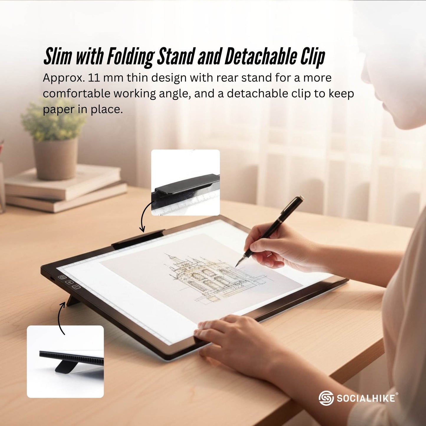 Social Hike A4 LED Light Pad Tracing Board Rechargeable USB-C 3000mAh Light Box-3