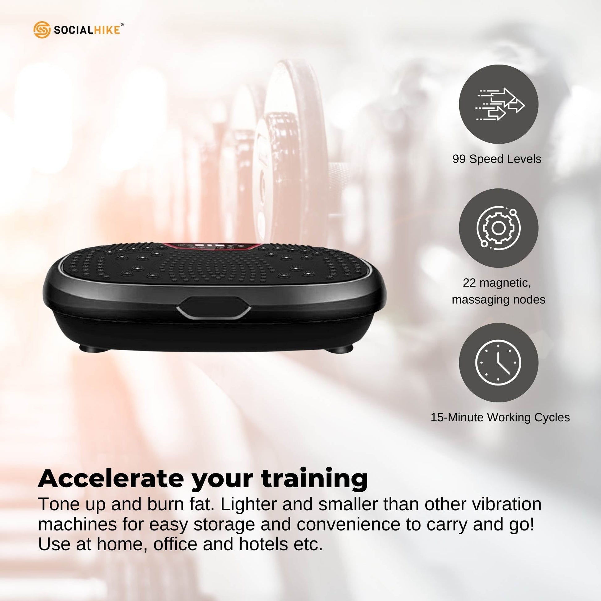 Social Hike Black Mini Vibration Plate - Vibrating Exercise Machine Platform-2