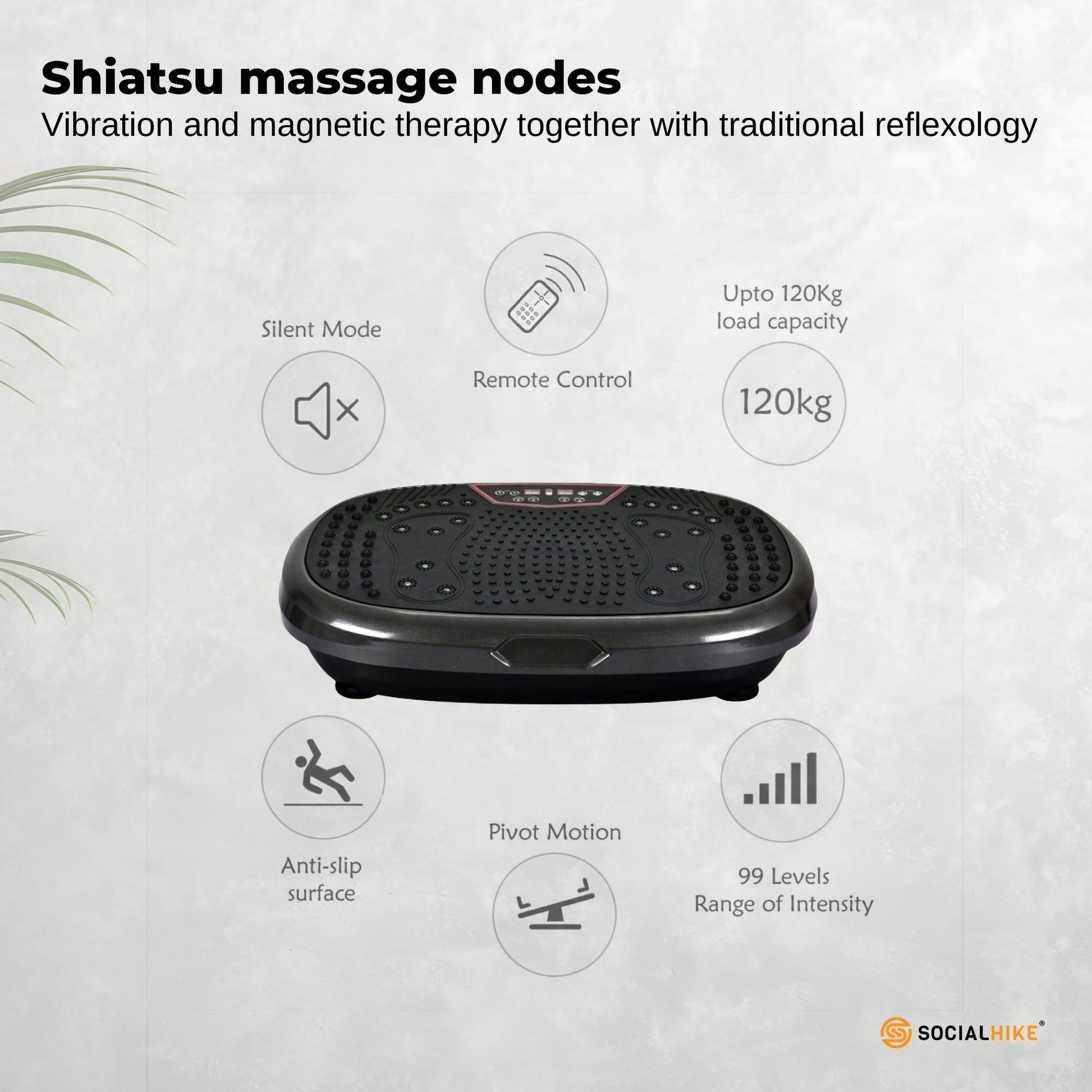 Social Hike Black Mini Vibration Plate - Vibrating Exercise Machine Platform-4