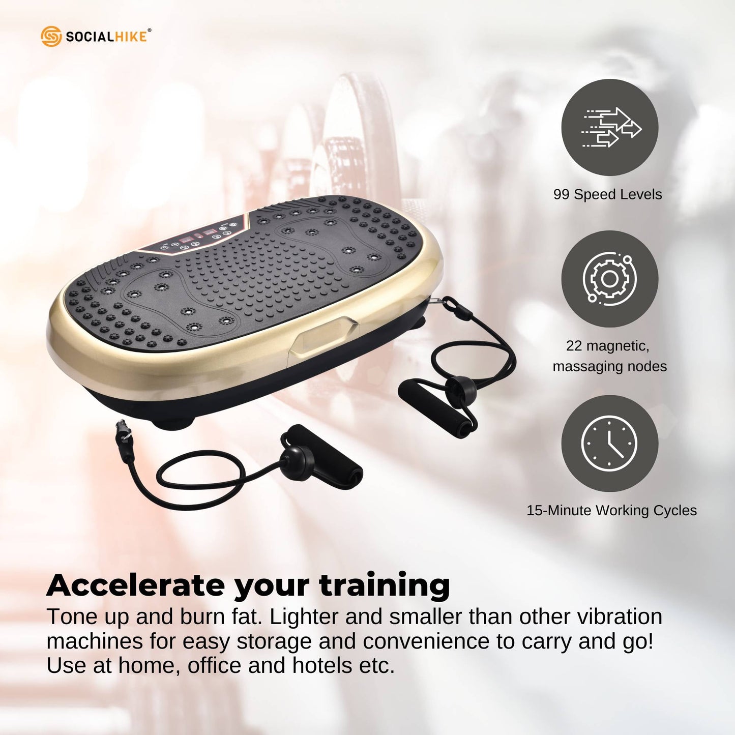Social Hike Gold Mini Vibration Plate - Vibrating Exercise Machine Platform-2