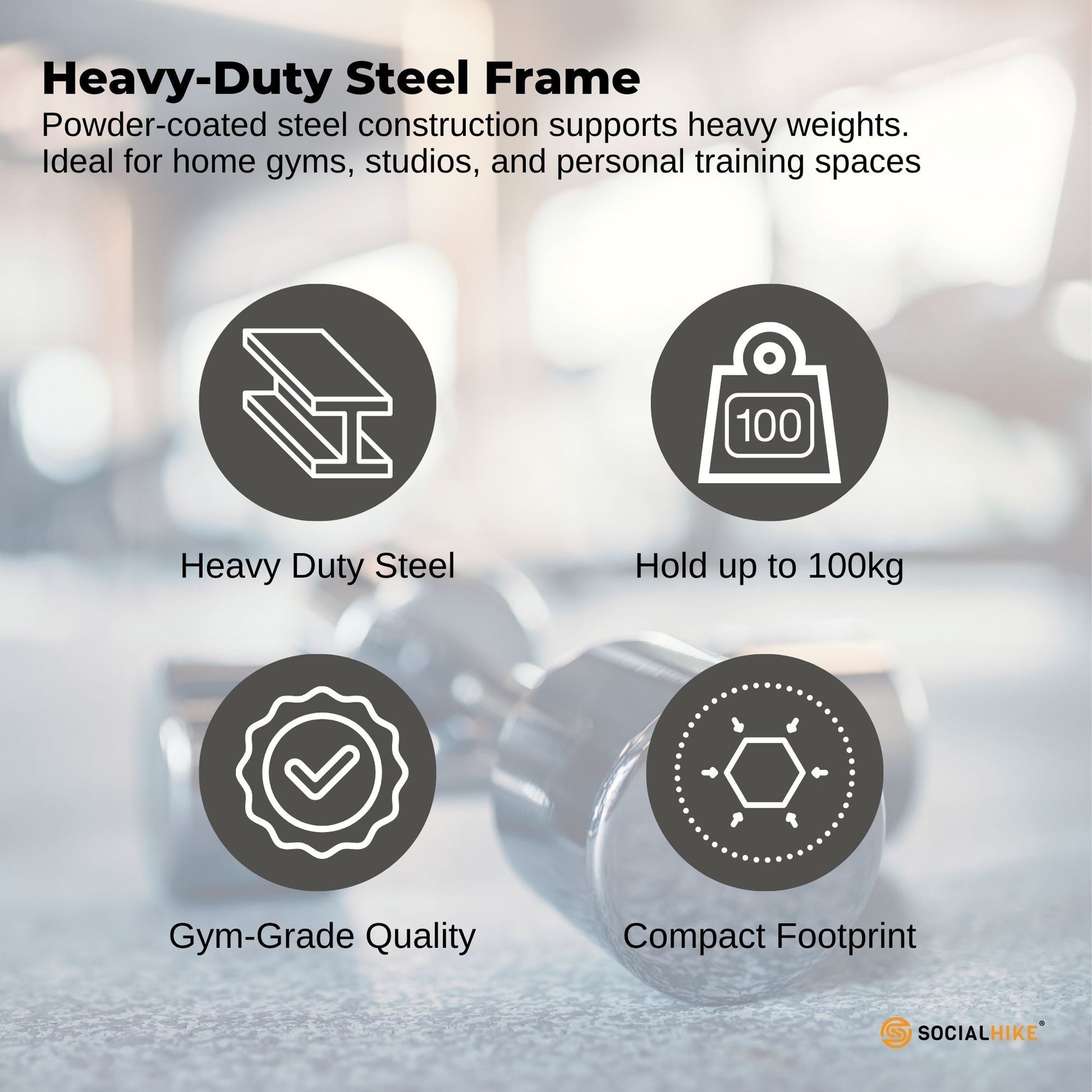 Social Hike Gym Equipment Storage Rack on Wheels - Dumbbells Weights Organiser-4