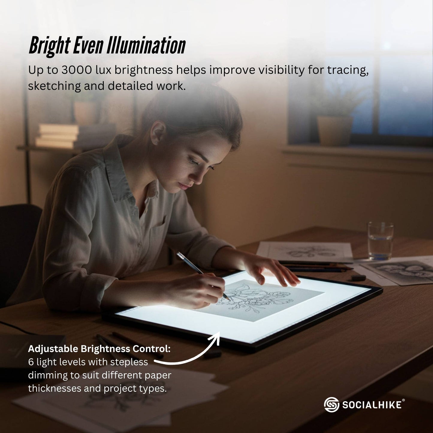Social Hike LED Light Pad Tracing Board Rechargeable USB-C 3000mAh Light Box-4