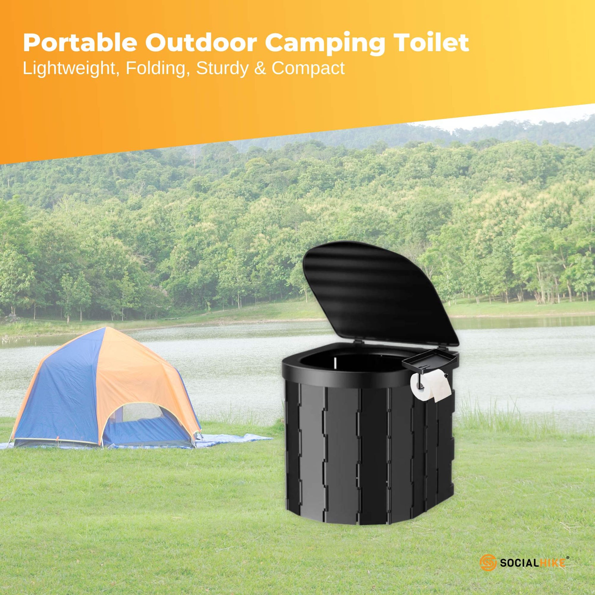 Social Hike Portable Folding Camping Toilet - Outdoor Lightweight Compact Potty-1