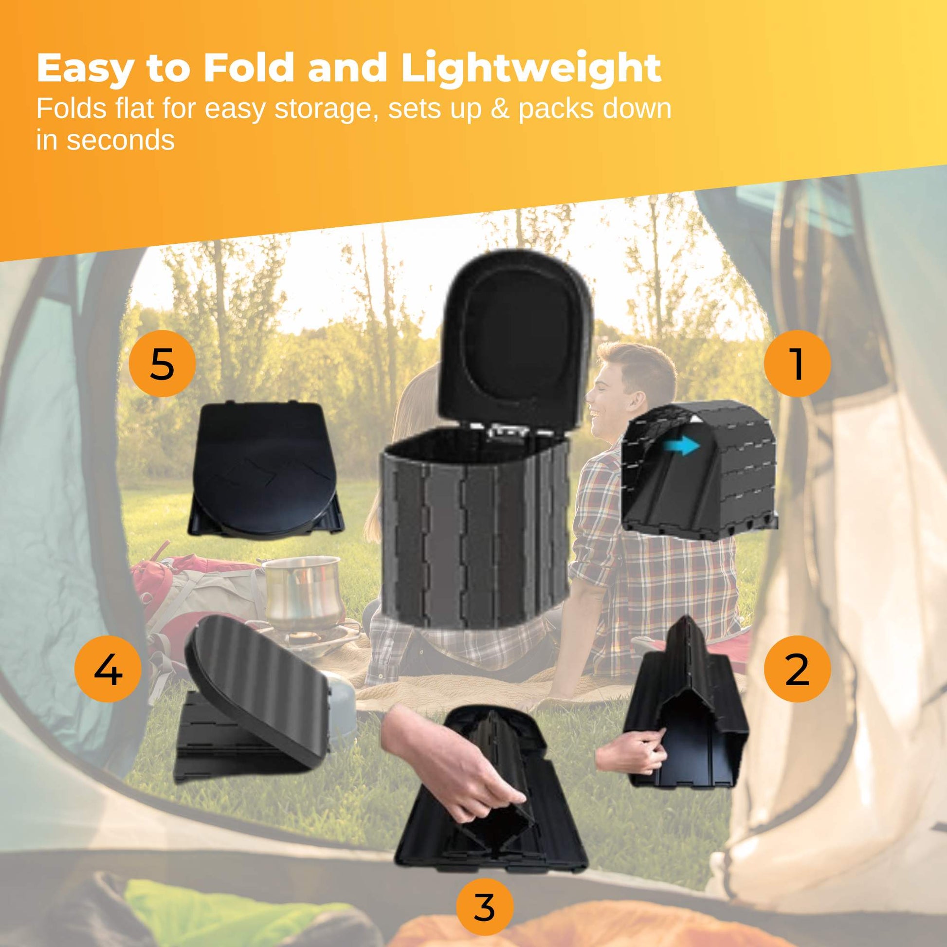 Social Hike Portable Folding Camping Toilet - Outdoor Lightweight Compact Potty-3