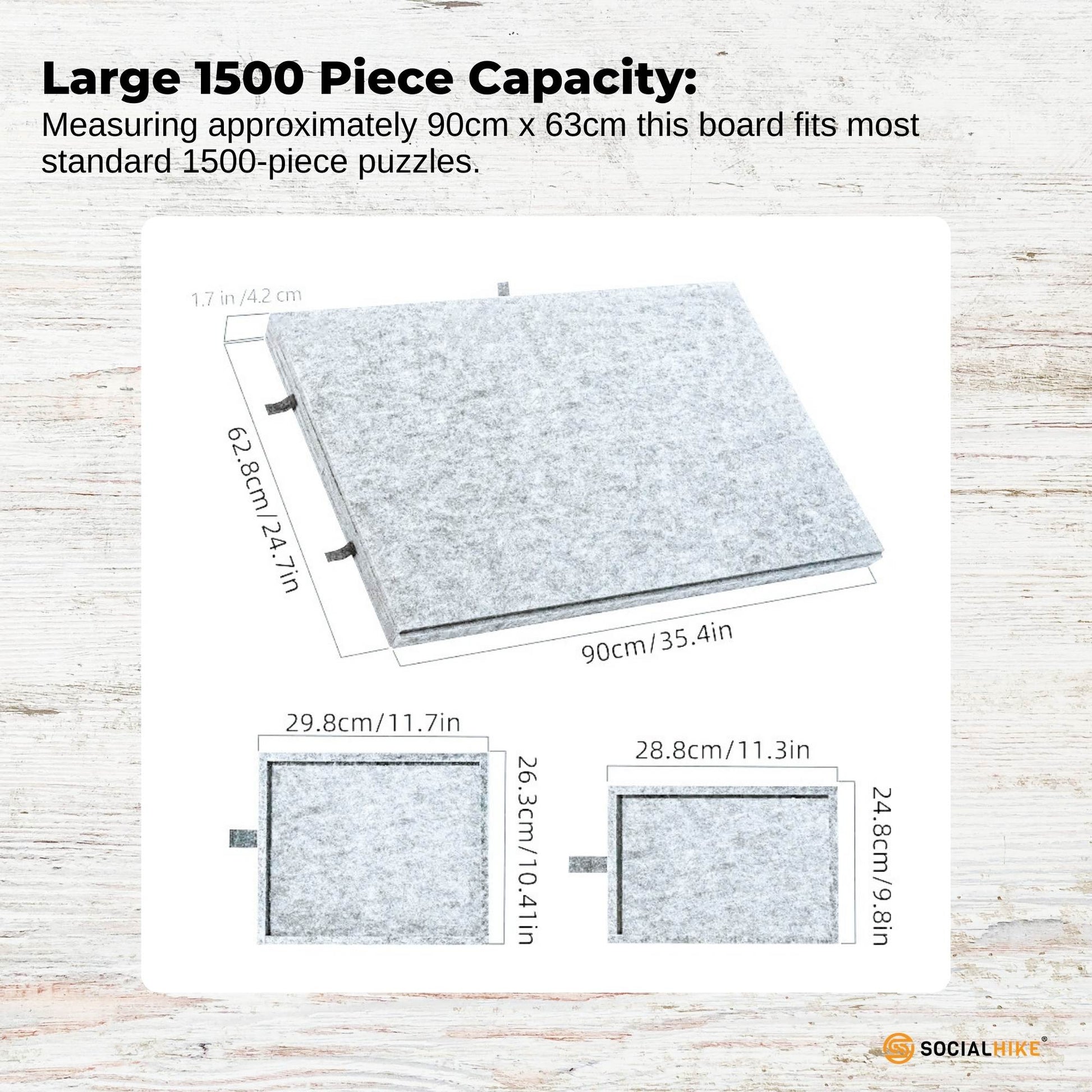 Social Hike Puzzle Board 1500 pcs - Felt Tilting Portable Cover + Drawers Silver-2
