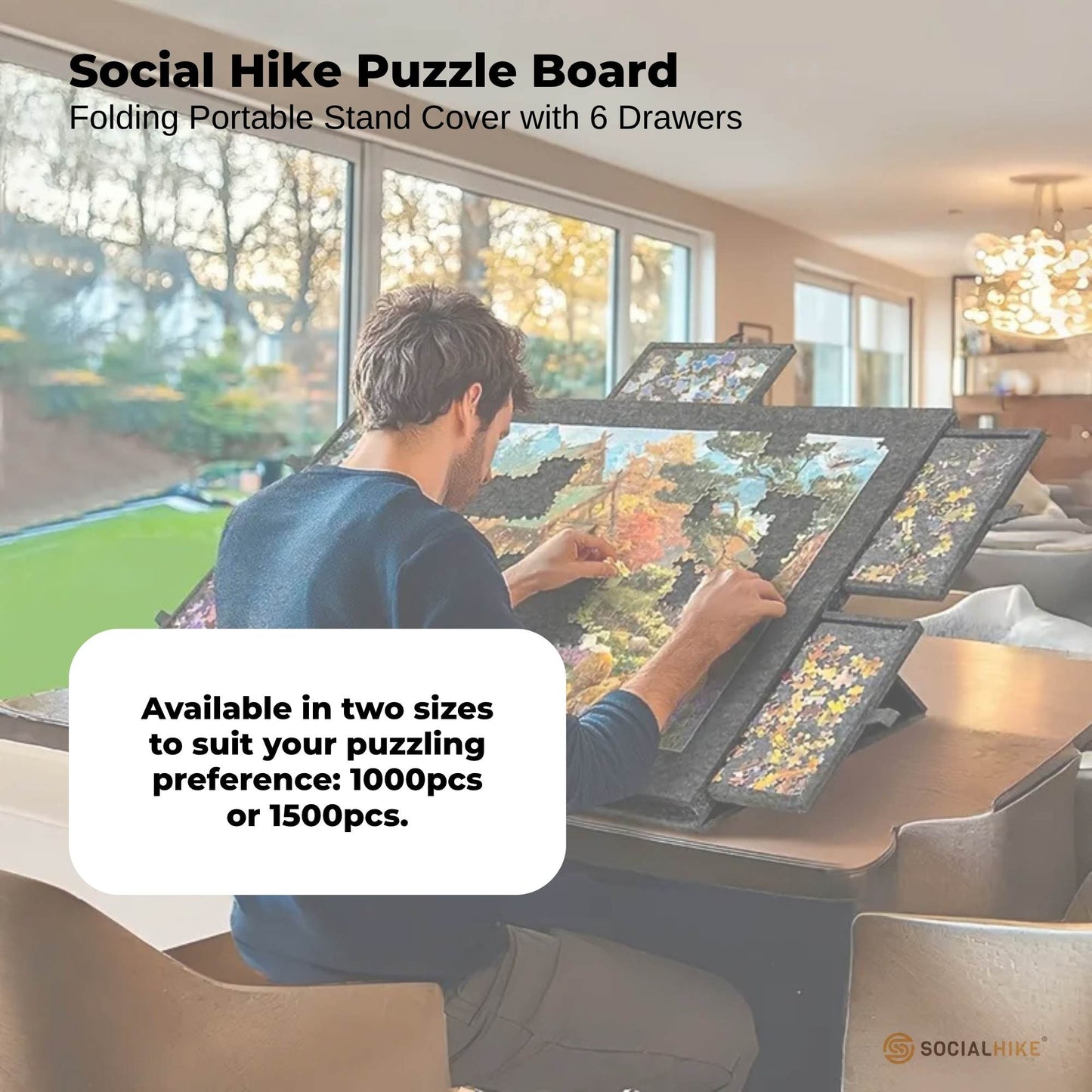 Social Hike Puzzle Felt Board - Folding Portable Stand Cover and Drawers-1