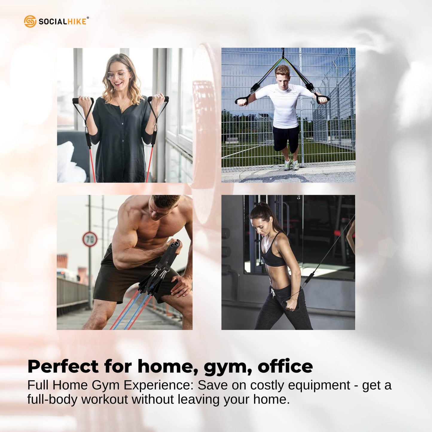 Social Hike Resistance Band Set with Handles - 11pcs Home Workout Kit 4.5-68kg-3