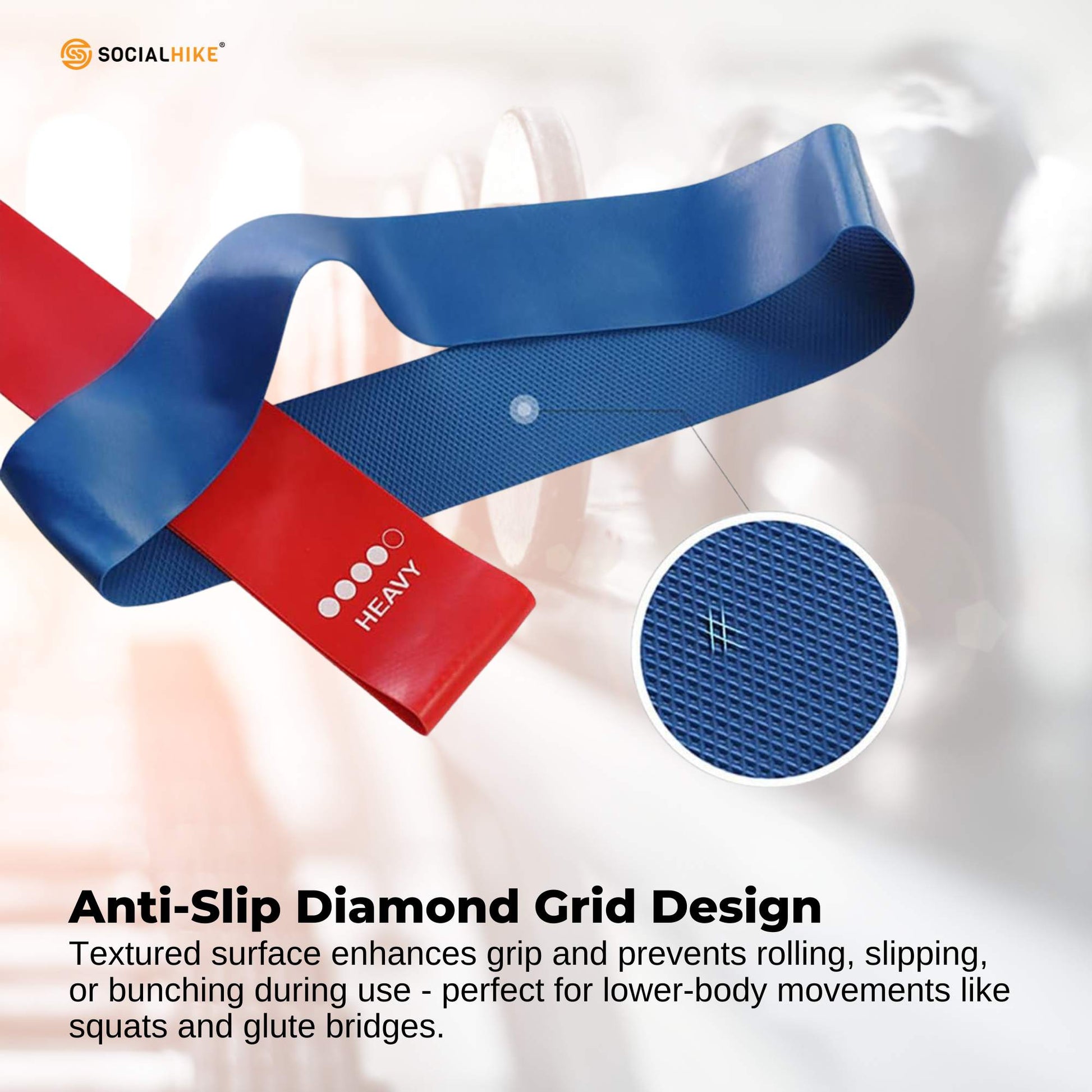 Social Hike Resistance Bands 5-Pack – Anti-Slip Latex Workout Loops 2.3–18.1kg-2