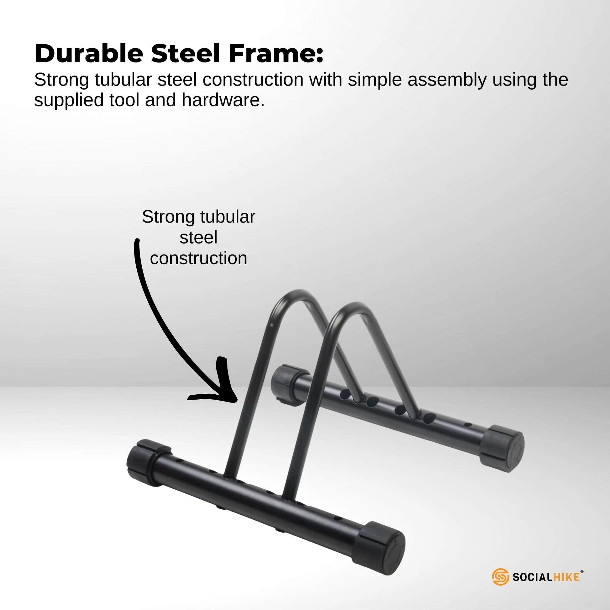 Social Hike Single Bike Rack Stand - Floor or Wall Adjustable Width Bicycle Holder-3