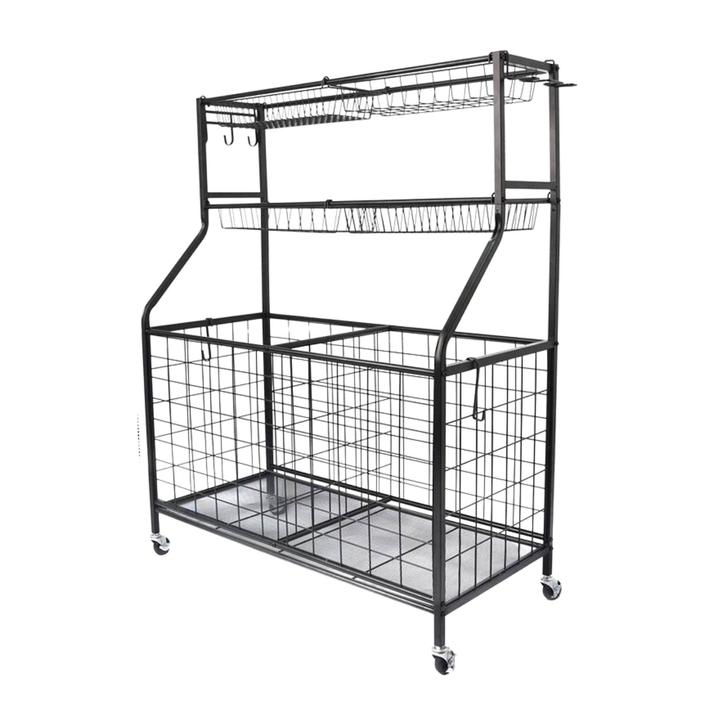 Social Hike Sports Equipment Storage Organiser Trolley on Wheels - Garage Basket-0