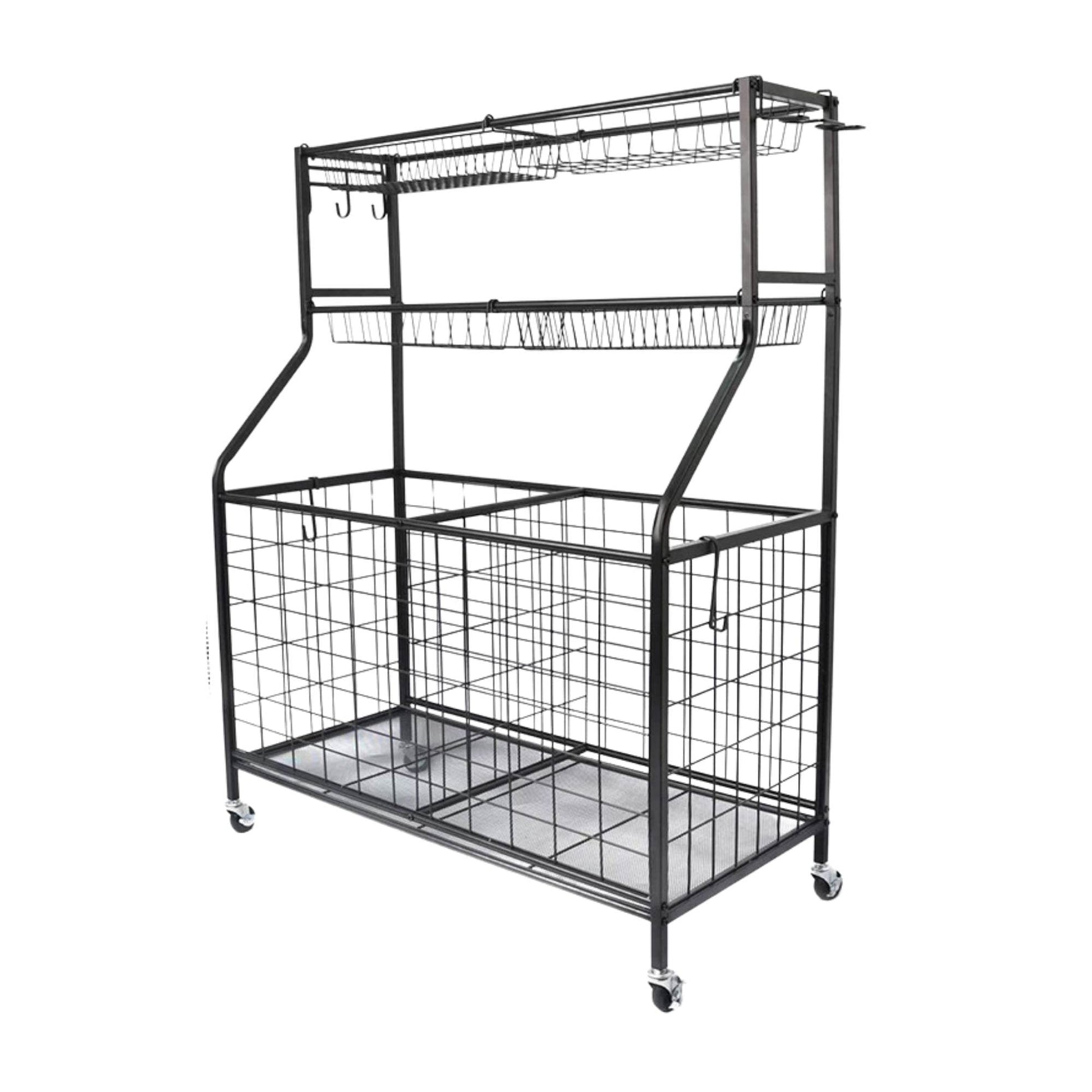 Social Hike Sports Equipment Storage Organiser Trolley on Wheels - Garage Basket-0