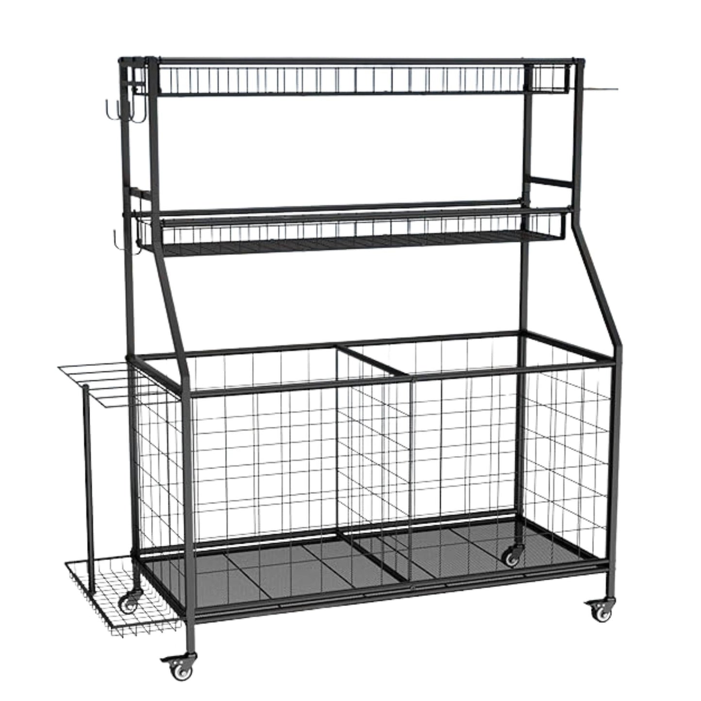 Social Hike Sports Equipment Storage Organiser with Side Rack Garage Trolley-0