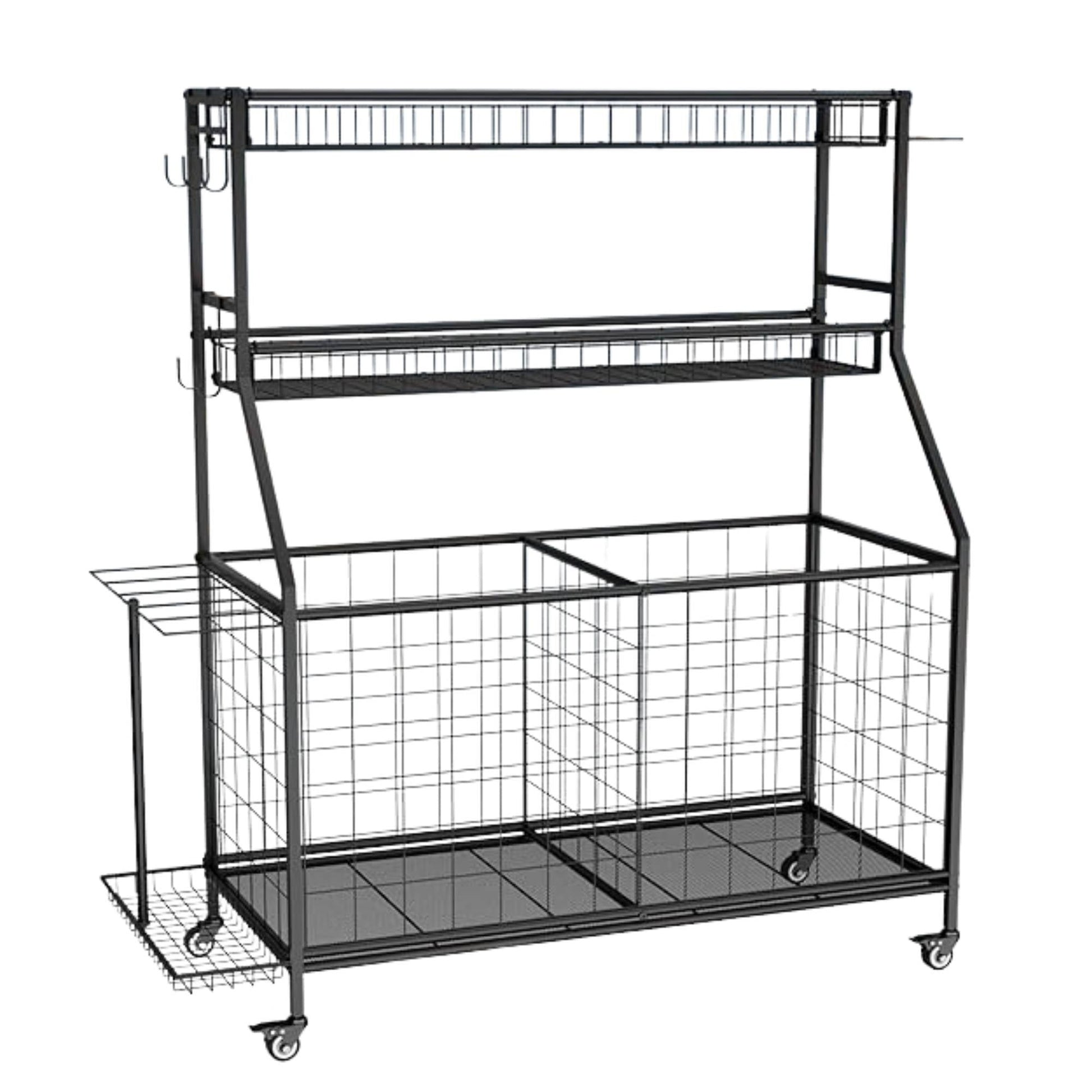 Social Hike Sports Equipment Storage Organiser with Side Rack Garage Trolley-0