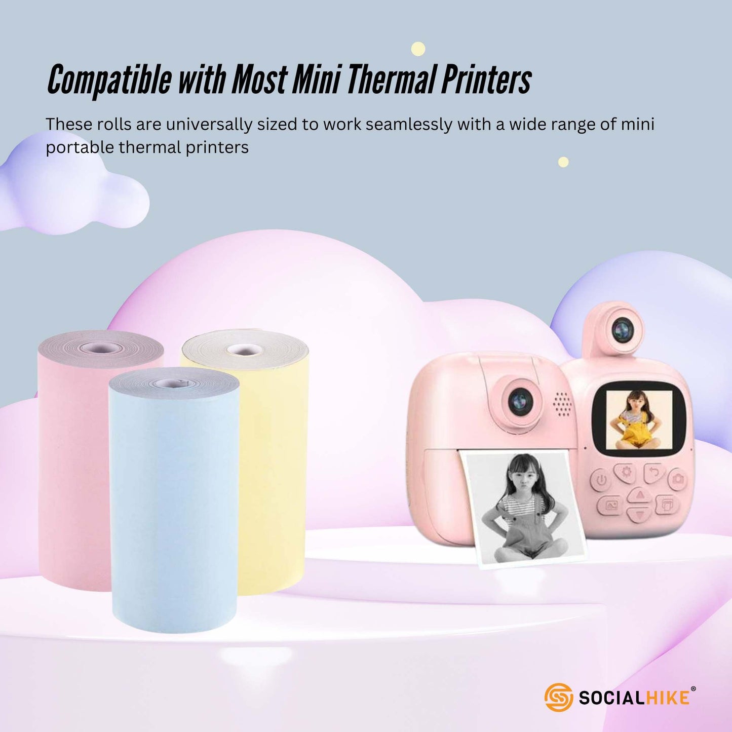 Social Hike 288x Thermal Paper Camera Rolls Colour - Instant Print Refill Bulk-1