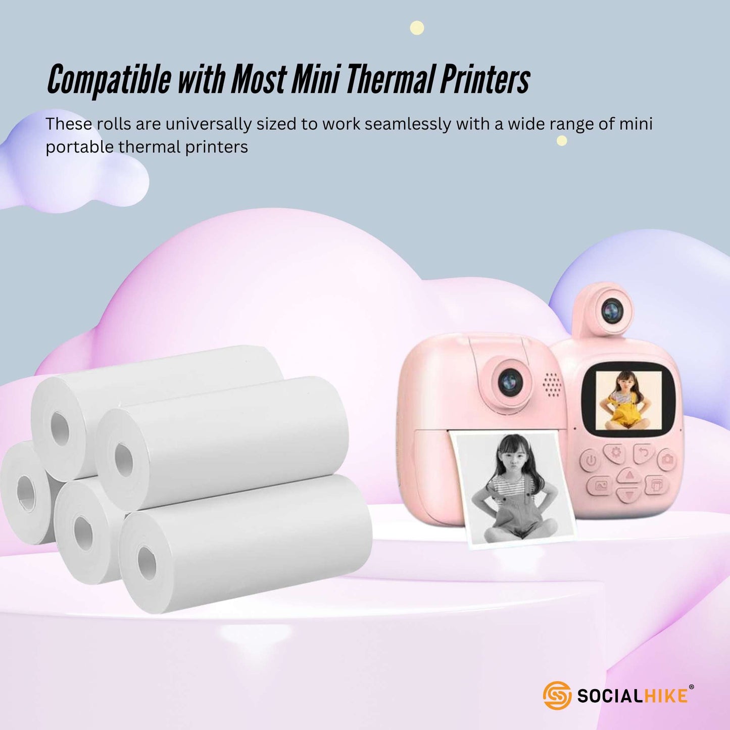 Social Hike Thermal Paper Camera Rolls - Instant Print Printer Refill-1