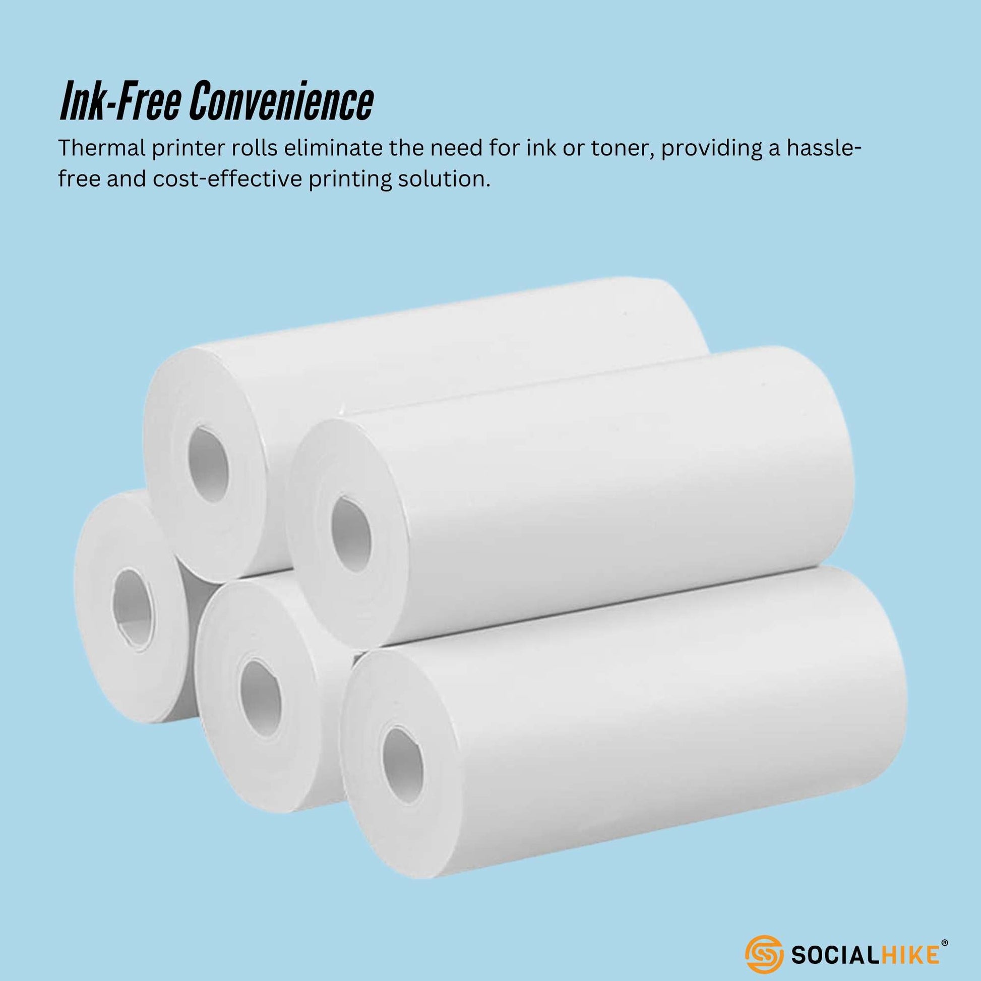 Social Hike 5 Pack Thermal Paper Camera Rolls - Instant Print Printer Refill-2