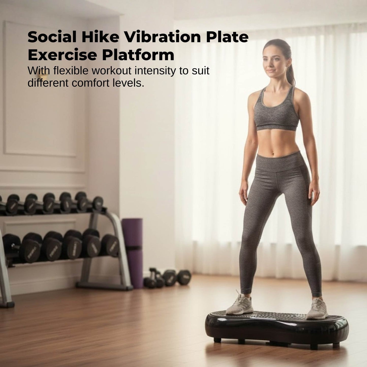 Social Hike Vibration Plate Exercise Platform - Vibrating Workout Machine Black-1