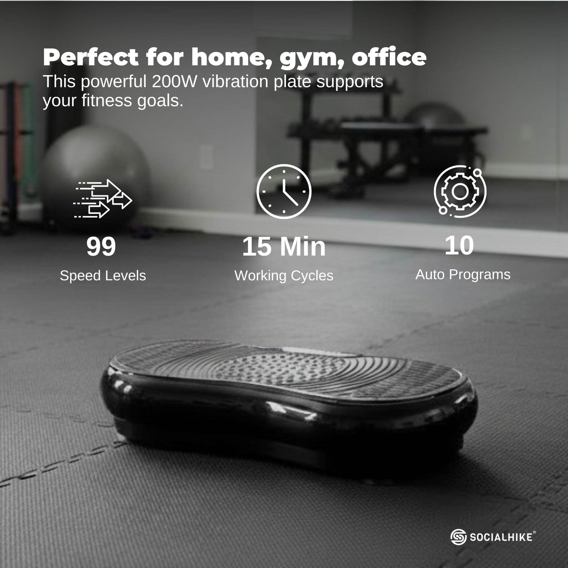 Social Hike Vibration Plate Exercise Platform - Vibrating Workout Machine Black-2