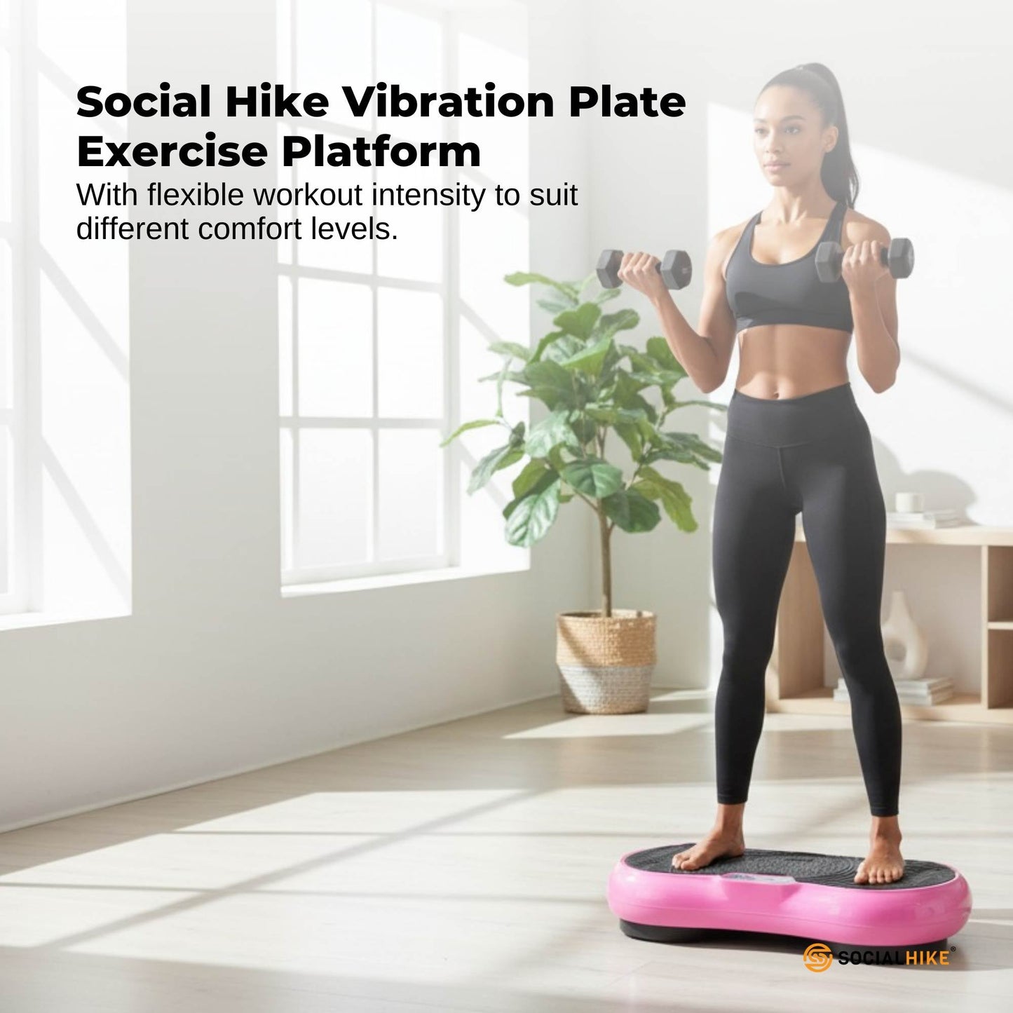 Social Hike Vibration Plate Exercise Platform - Vibrating Workout Machine Pink-1