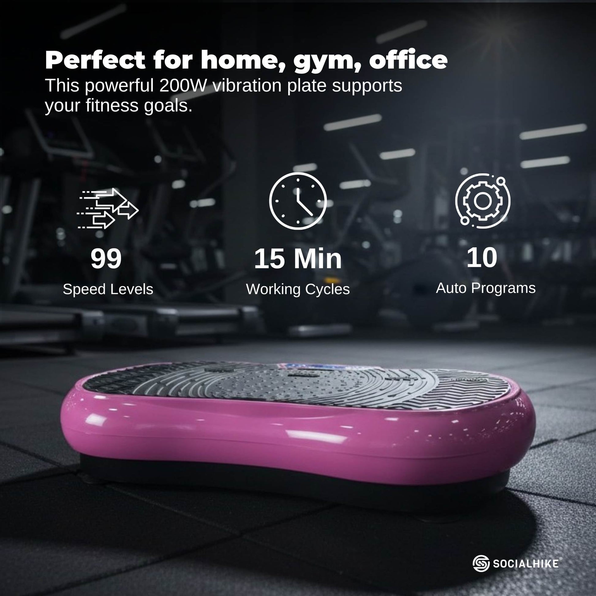 Social Hike Vibration Plate Exercise Platform - Vibrating Workout Machine Pink-2