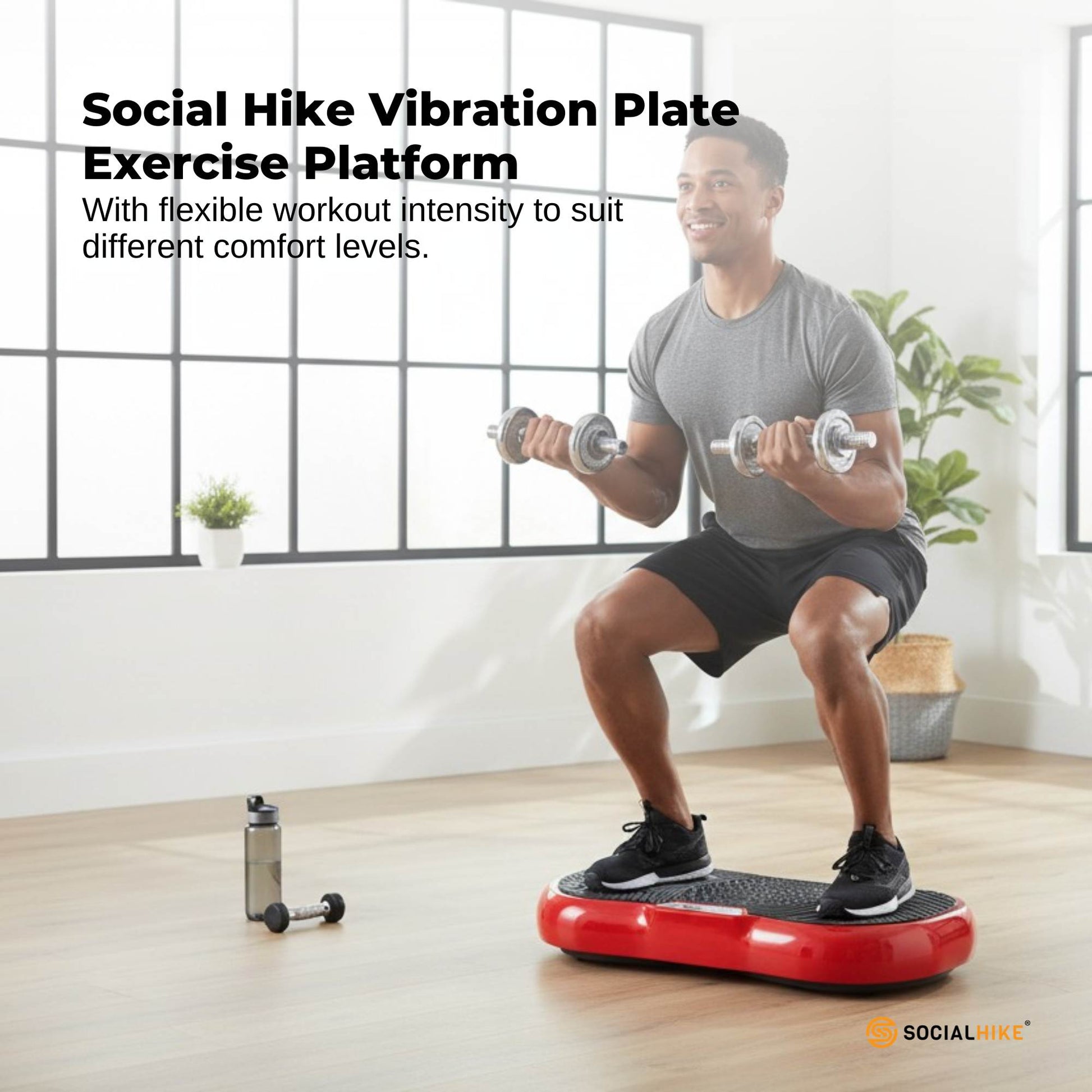 Social Hike Vibration Plate Exercise Platform - Vibrating Workout Machine Red-1