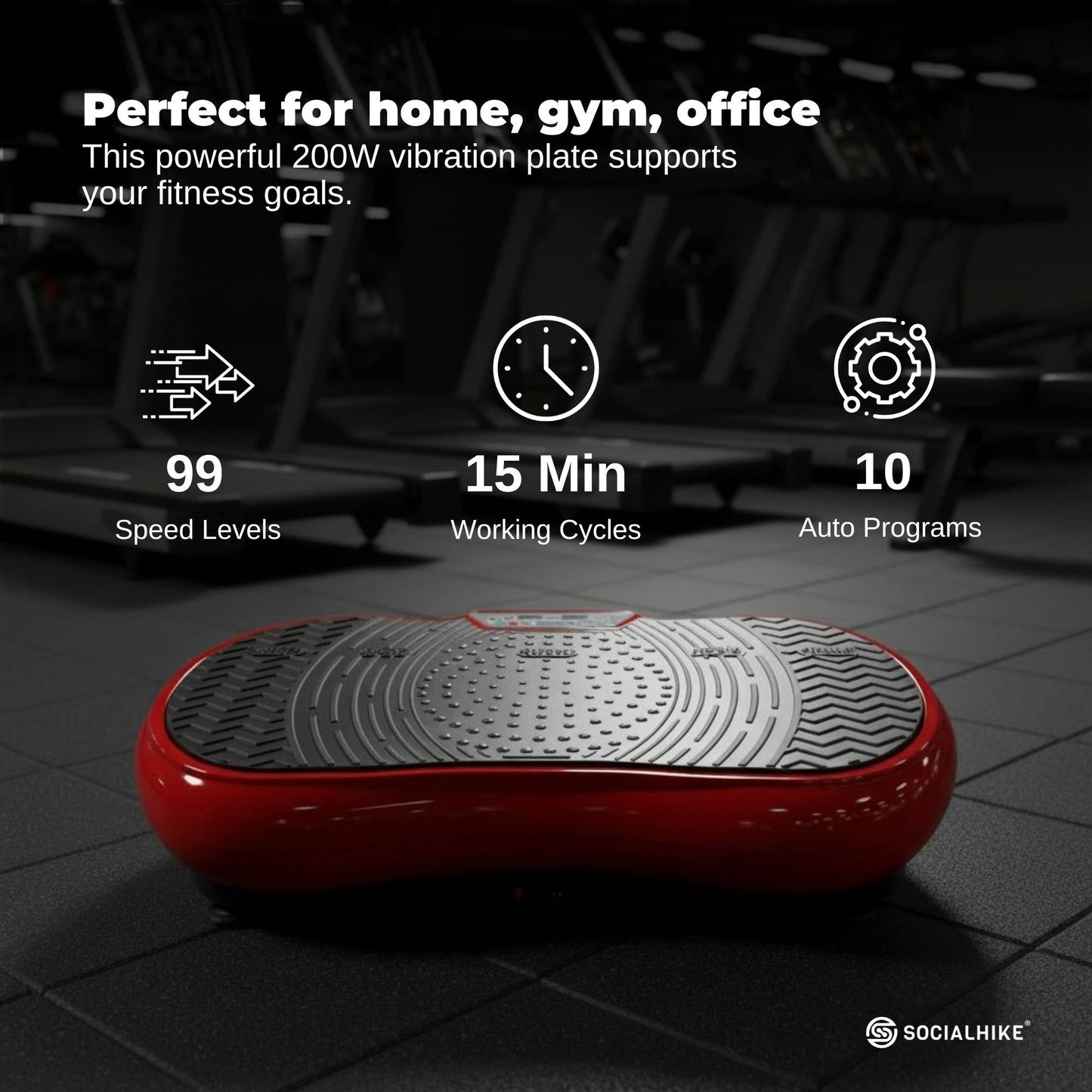 Social Hike Vibration Plate Exercise Platform - Vibrating Workout Machine Red-2