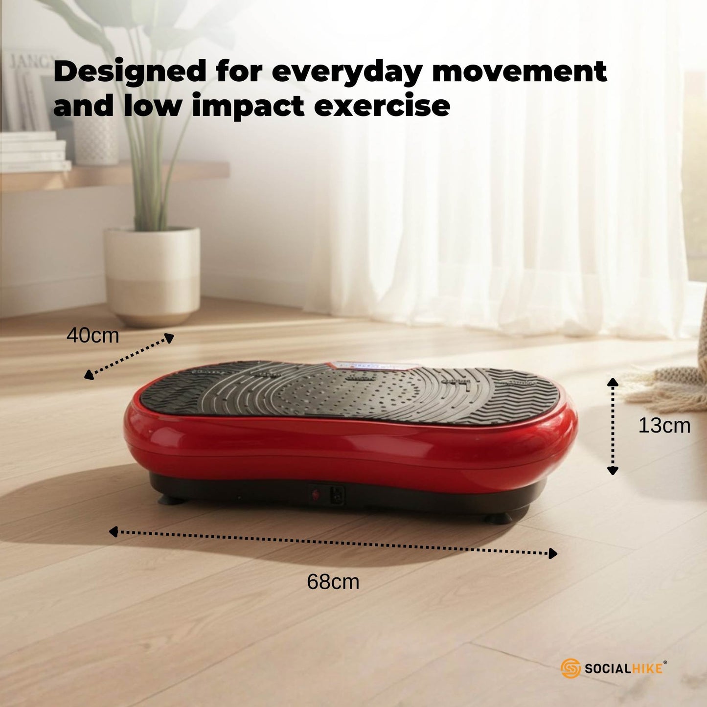 Social Hike Vibration Plate Exercise Platform - Vibrating Workout Machine Red-3