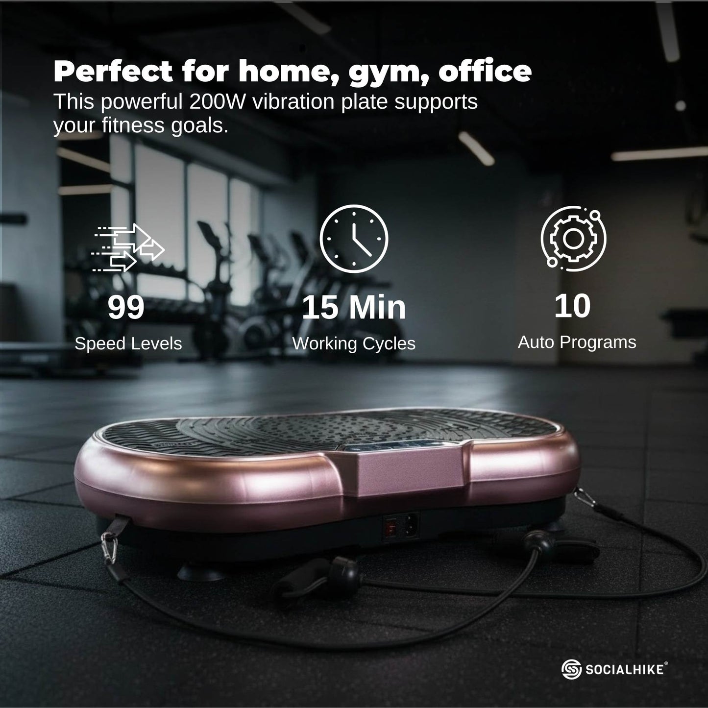 Social Hike Vibration Plate Exercise Platform - Vibrating Workout Machine Rose-2