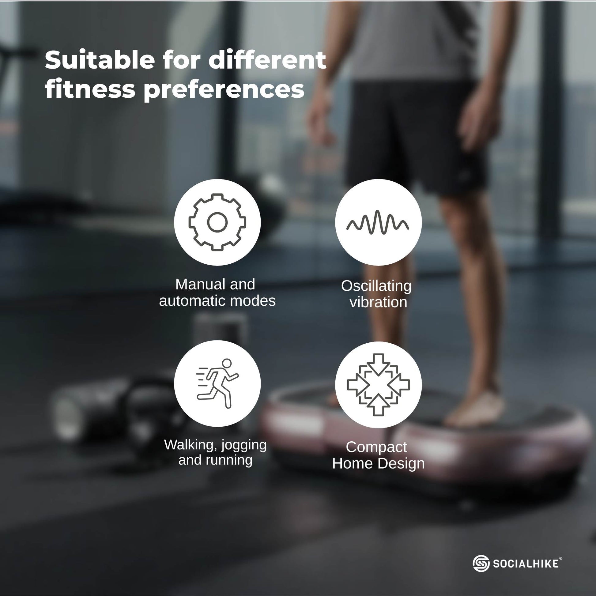 Social Hike Vibration Plate Exercise Platform - Vibrating Workout Machine Rose-4
