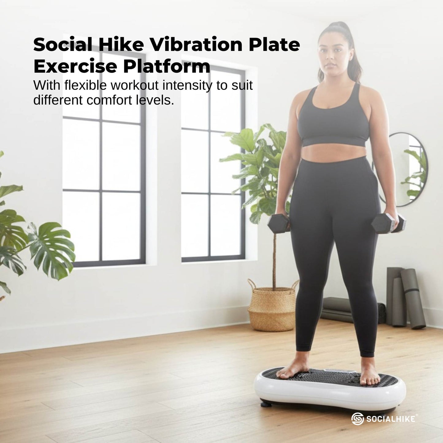 Social Hike Vibration Plate Exercise Platform - Vibrating Workout Machine White-1
