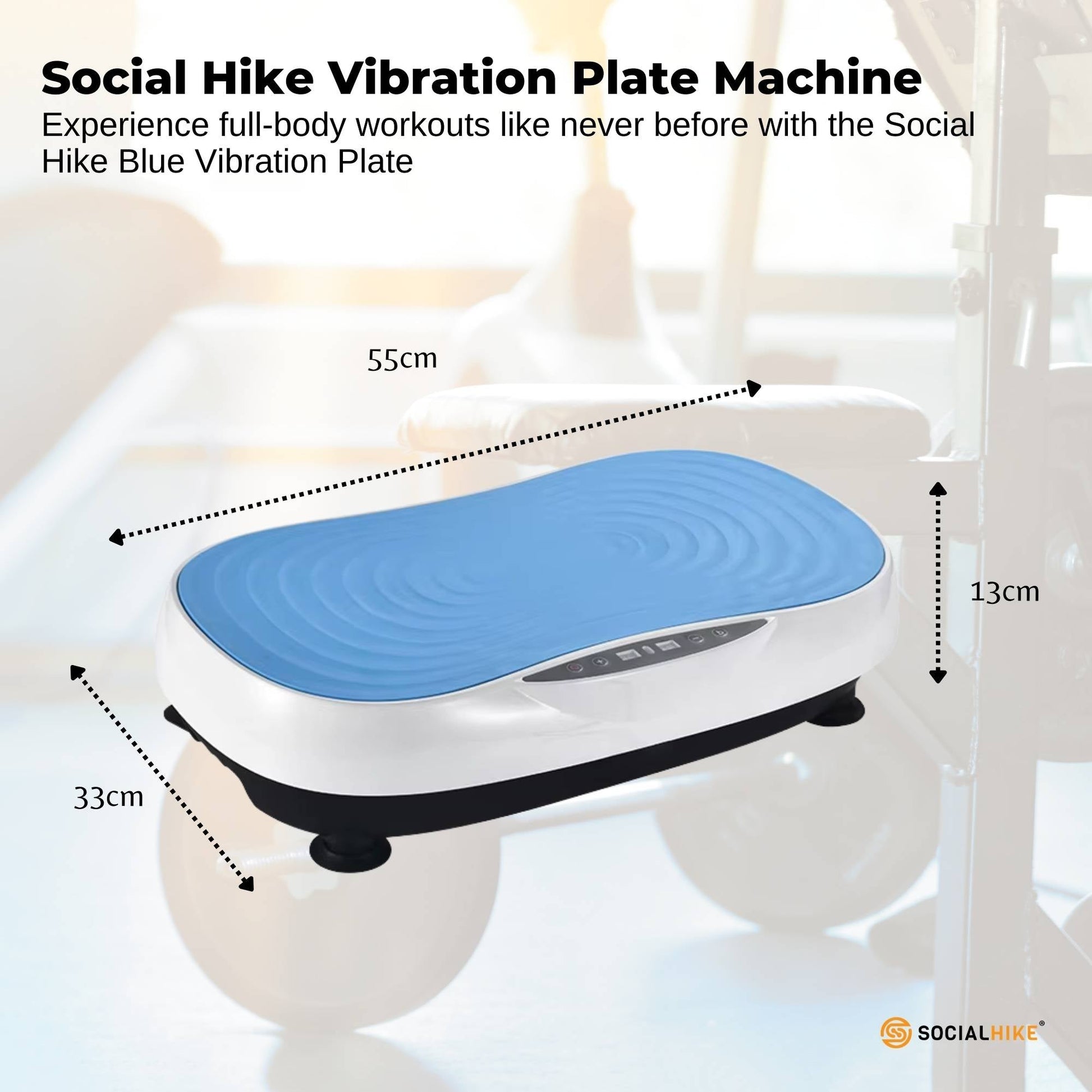 Social Hike Vibration Plate Machine Full Body Vibrating Exercise Platform Blue-1