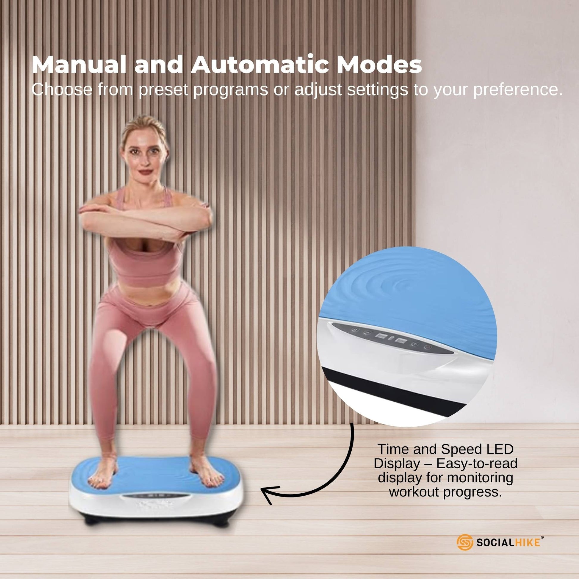 Social Hike Vibration Plate Machine Full Body Vibrating Exercise Platform Blue-4