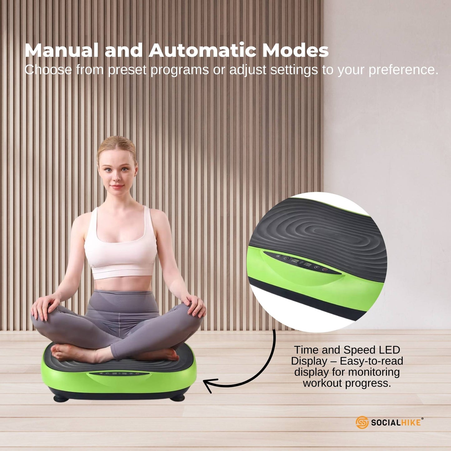 Social Hike Vibration Plate Machine Full Body Vibrating Exercise Platform Green-1