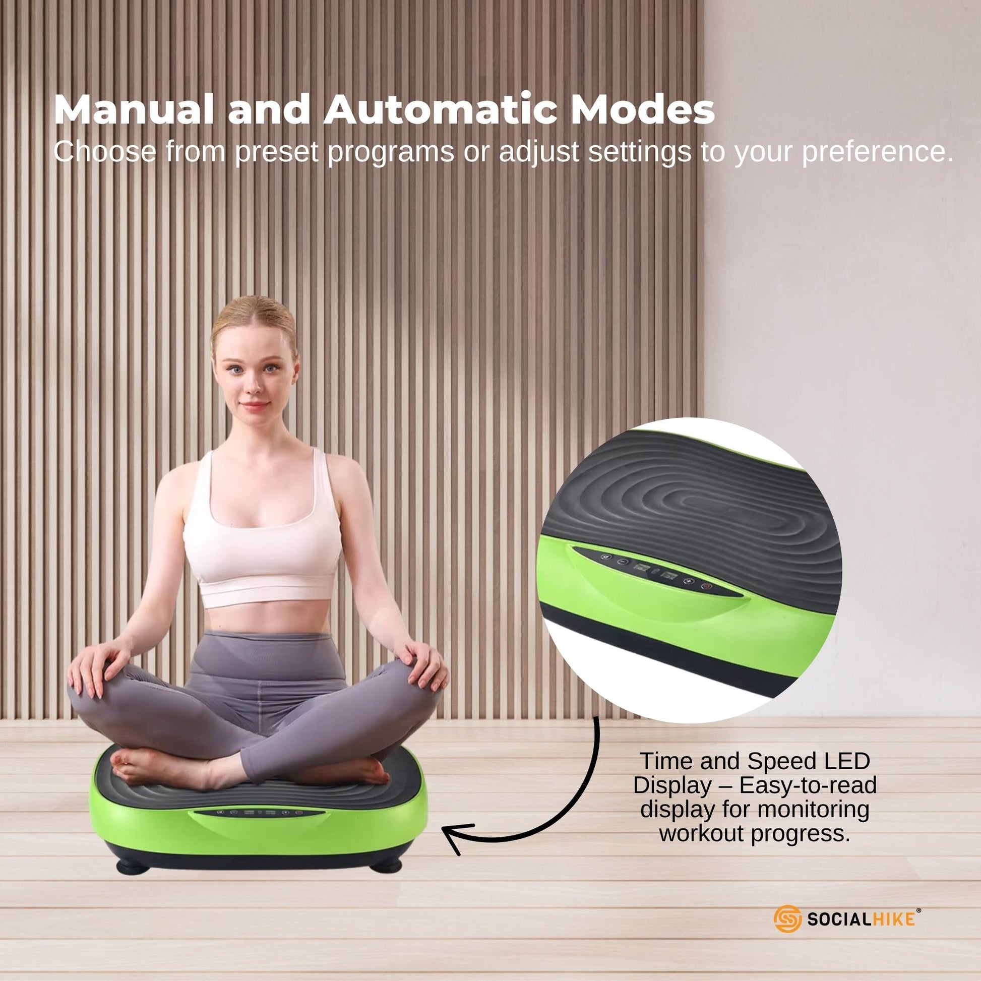 Social Hike Vibration Plate Machine Full Body Vibrating Exercise Platform Green-1
