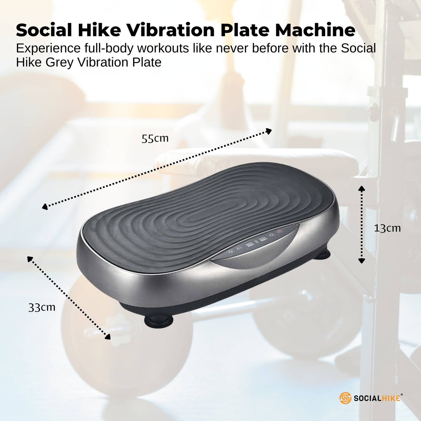 Social Hike Vibration Plate Machine - Vibrating Exercise Platform Grey-2
