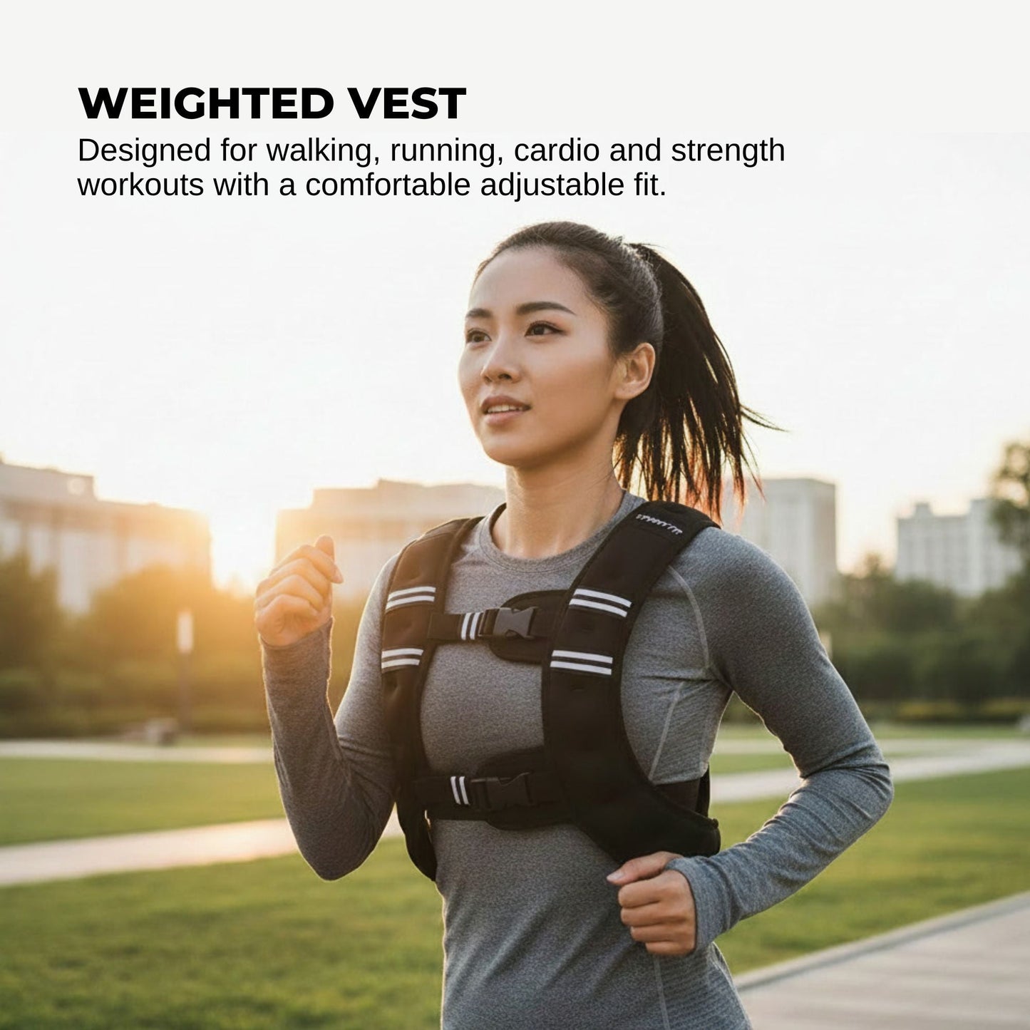 Social Hike Weighted Vest Adjustable Fit - Men Women Running Walking Training-1