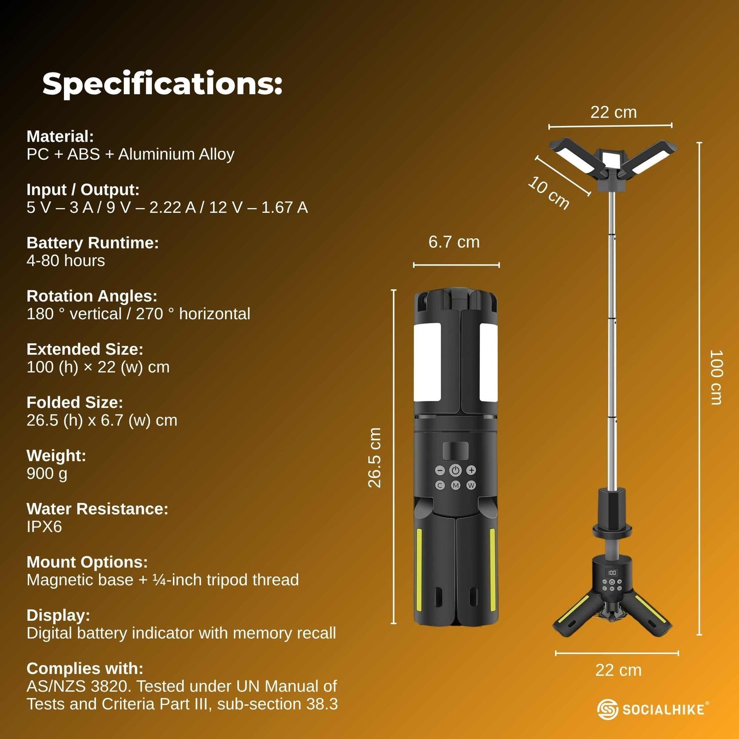 Social Hike Rechargeable Telescopic Camping Light - Outdoor LED 20W Lantern-1