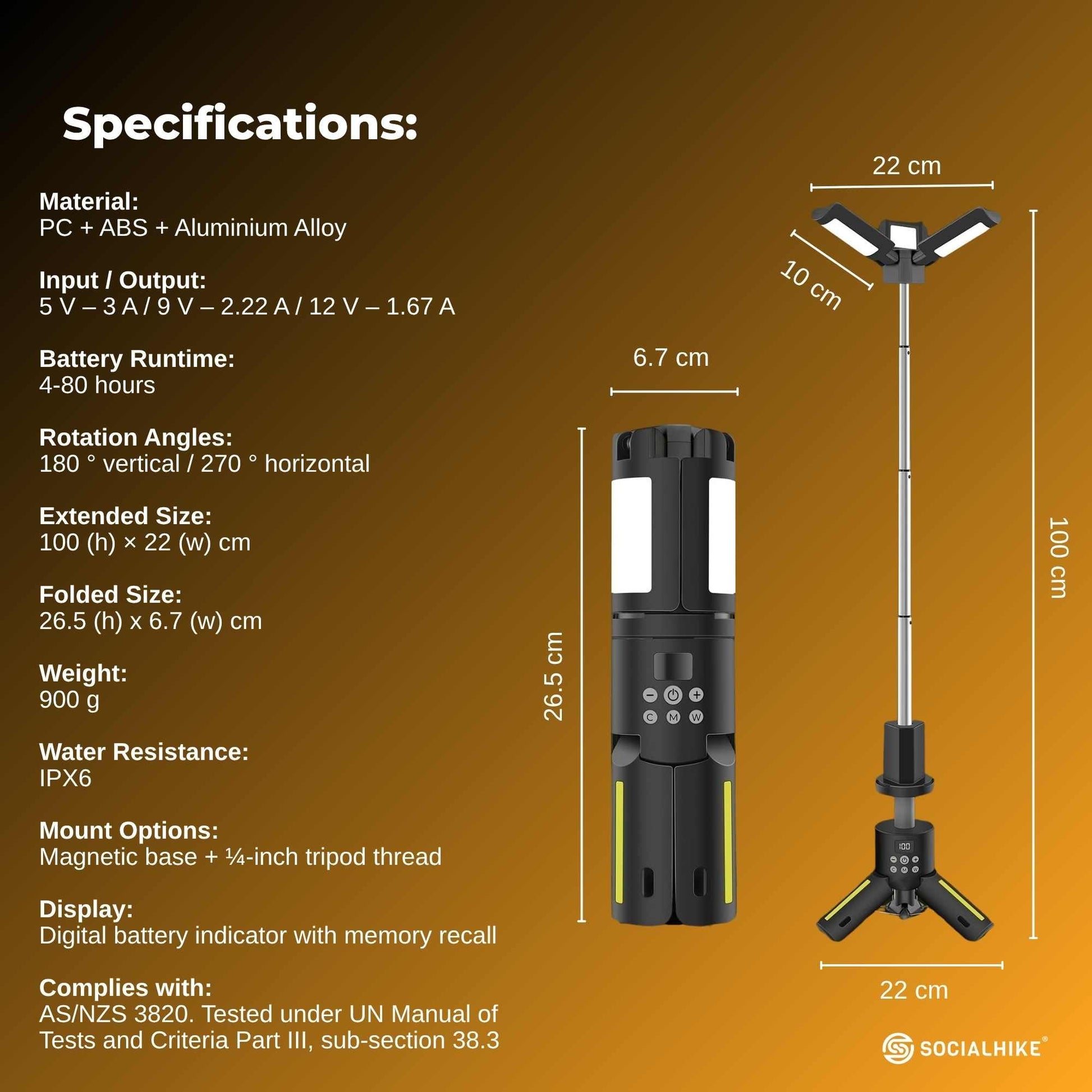 Social Hike Rechargeable Telescopic Camping Light - Outdoor LED 20W Lantern-1
