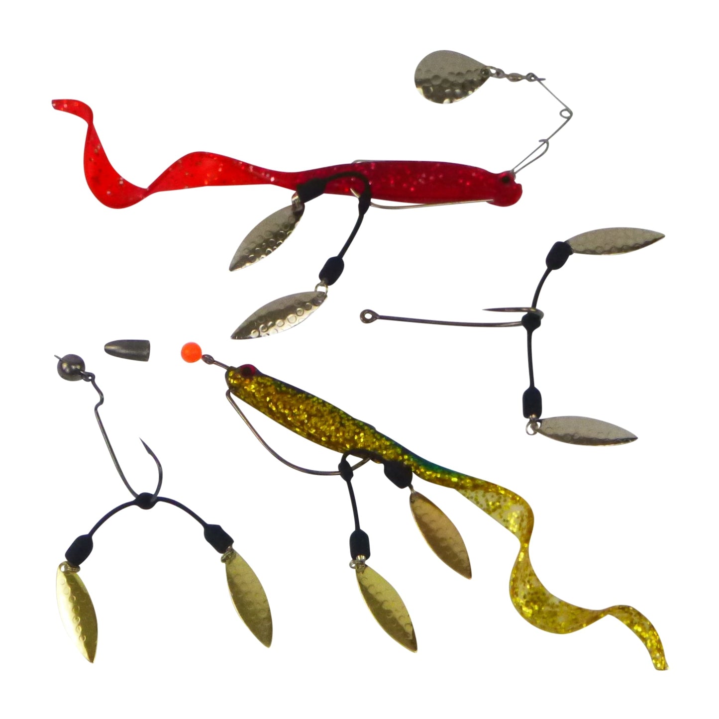 Swimerz Duo Tail Spinner, Hammered Brass, 5 Pack-3