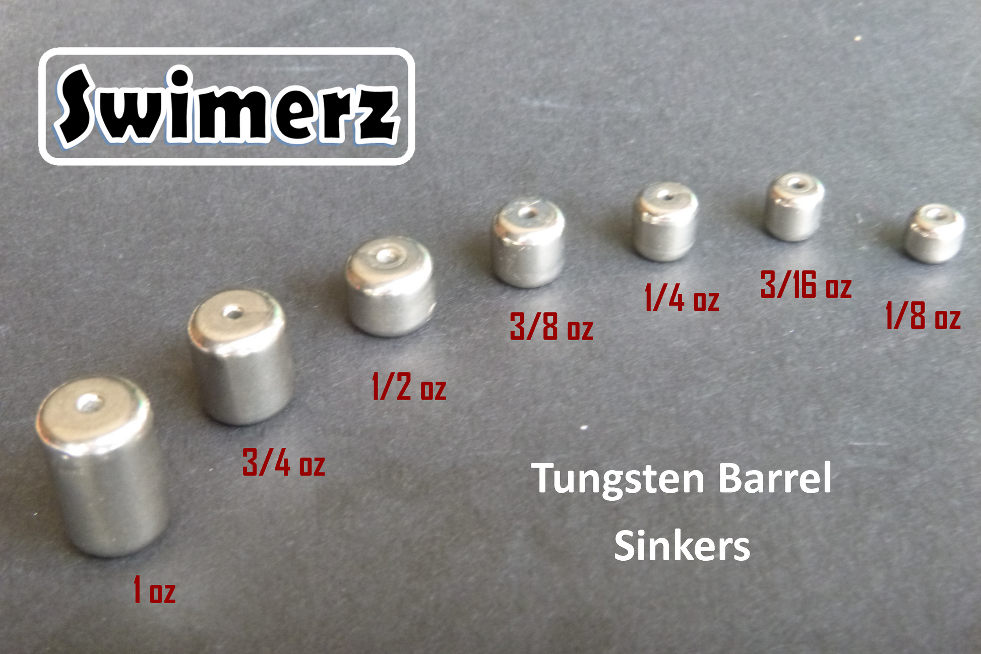 Swimerz 3/8oz Tungsten Barrel Sinker, Qty 4 per Pack.-1