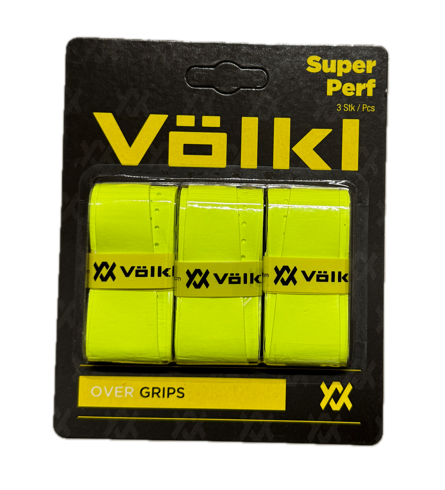 Volkl Super Perf Over Grip Neon Yellow Overgrip Tennis Squash Badminton - 3 Pack-1